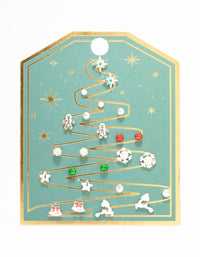 Gingerbread Man & Red Bow Stud Earrings 12-Pack - link has visual effect only