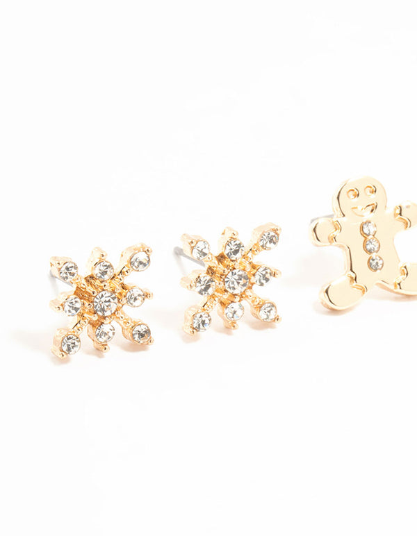 Snowflake & Present Earrings Ornament 3-Pack