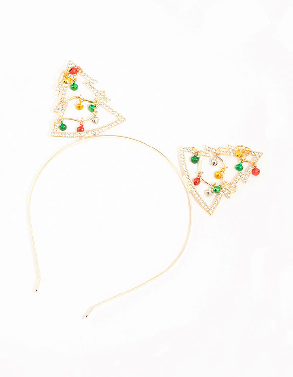 Yellow, Green & Red Bells Gold Headband