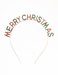 Multicoloured Diamante Merry Christmas Head Band - link has visual effect only