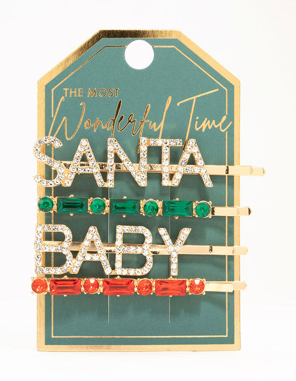 Santa Baby Hair Clips 4-Pack