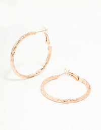 Rose Gold Medium Diamante Cut Hoop Earrings - link has visual effect only