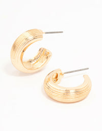 Gold Fluted Small Hoop Earrings - link has visual effect only