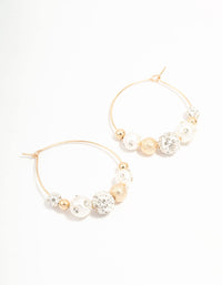 Beads, Pearls & Diamante Crystal Hoop Earrings - link has visual effect only