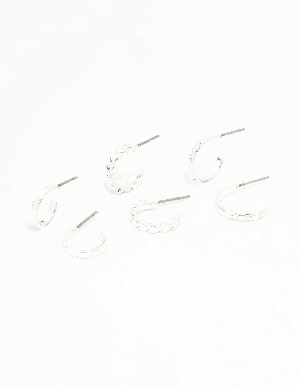 Silver Mixed Textured Huggies 3-Pack
