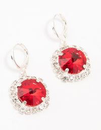 Silver Clicker Halo Red  Diamante Hoop Earrings - link has visual effect only