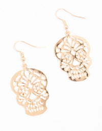 Gold Diamante Cut Out Skull Drop Earrings - link has visual effect only
