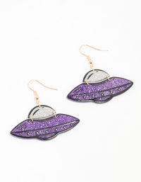 Purple Acrylic Spaceship Drop Earrings - link has visual effect only