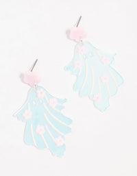 Blue & Pink Acrylic Ghost Flower Drop Earrings - link has visual effect only