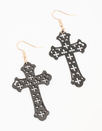 Winged Cut Out Cross Drop Earrings - link has visual effect only