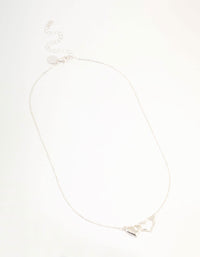Silver Linked Solid Heart Necklace - link has visual effect only