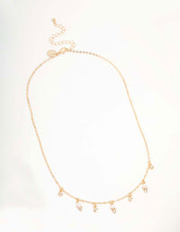 Gold Diamante & Pearl Droplet Necklace - link has visual effect only