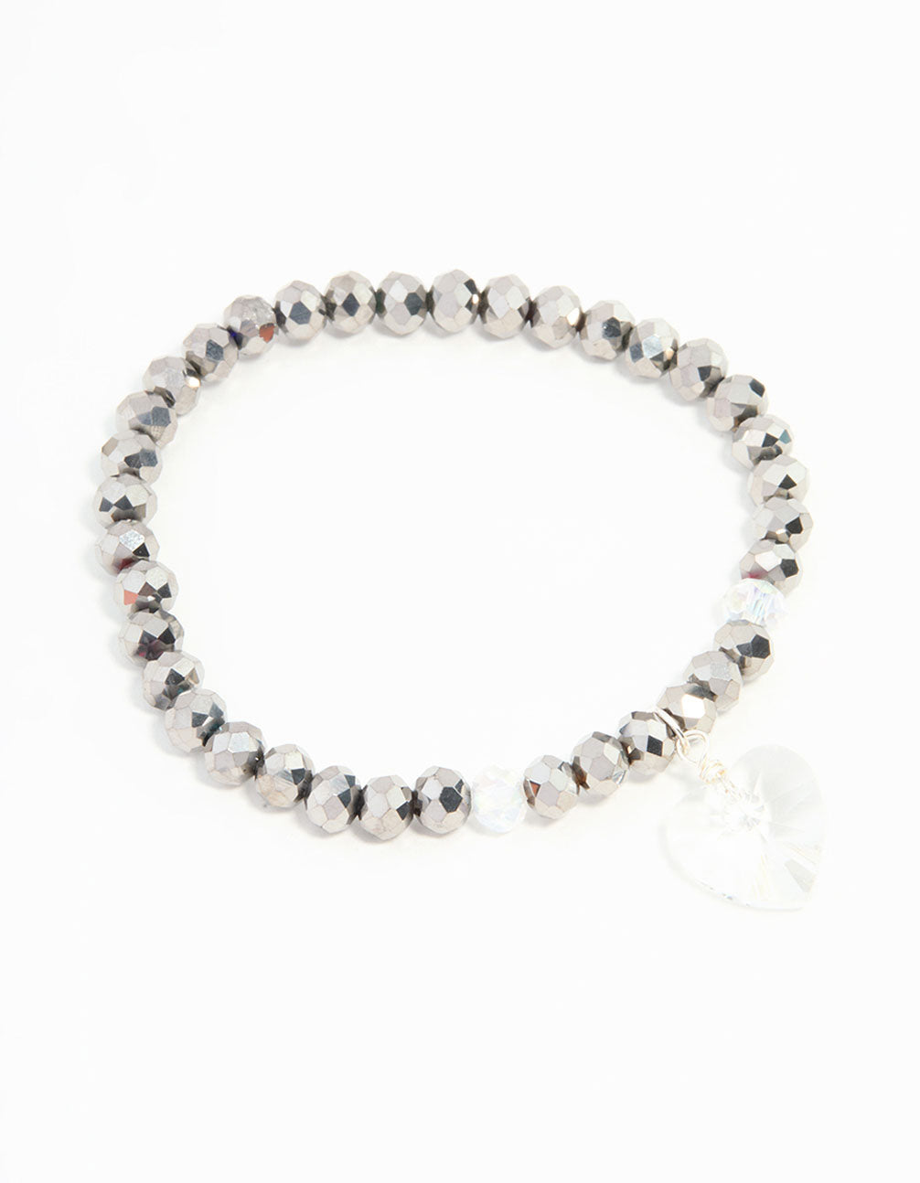 Beaded Heart Pendant Stretch Bracelet
