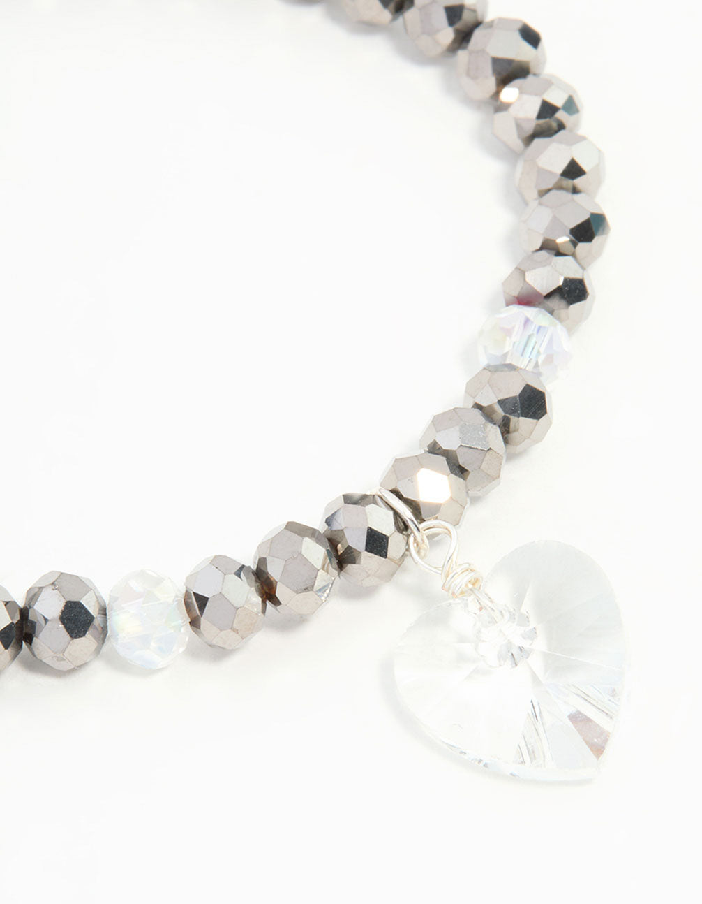 Beaded Heart Pendant Stretch Bracelet