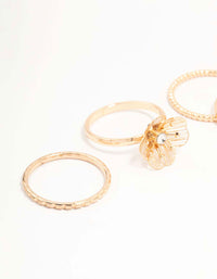Gold Diamante Wire Flower Rings 4-Pack - link has visual effect only