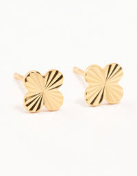 Gold Plated Sterling Silver Ribbed Flower Stud Earrings - link has visual effect only