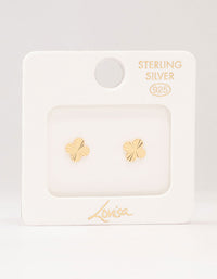 Gold Plated Sterling Silver Ribbed Flower Stud Earrings - link has visual effect only
