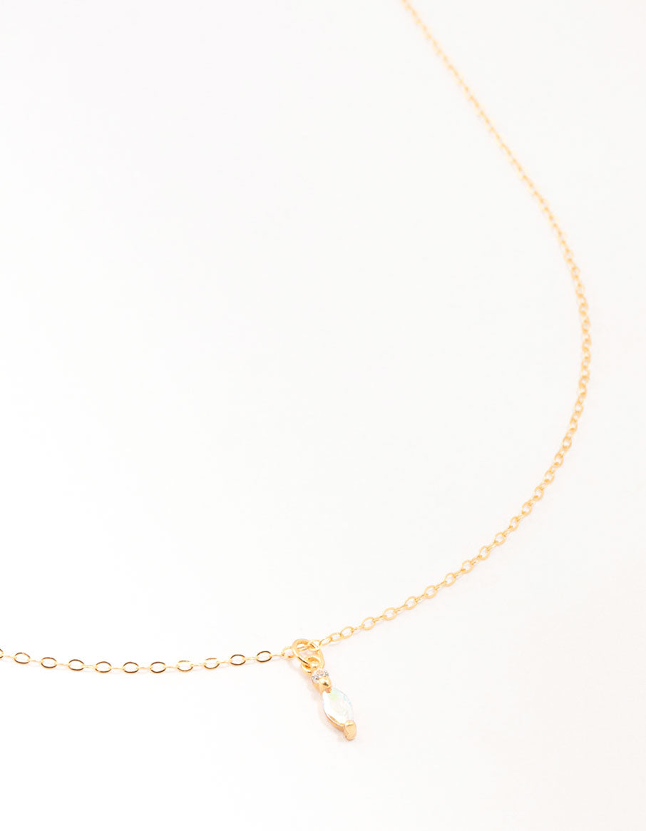 Gold Plated Sterling Silver Marquise Pendant Necklace
