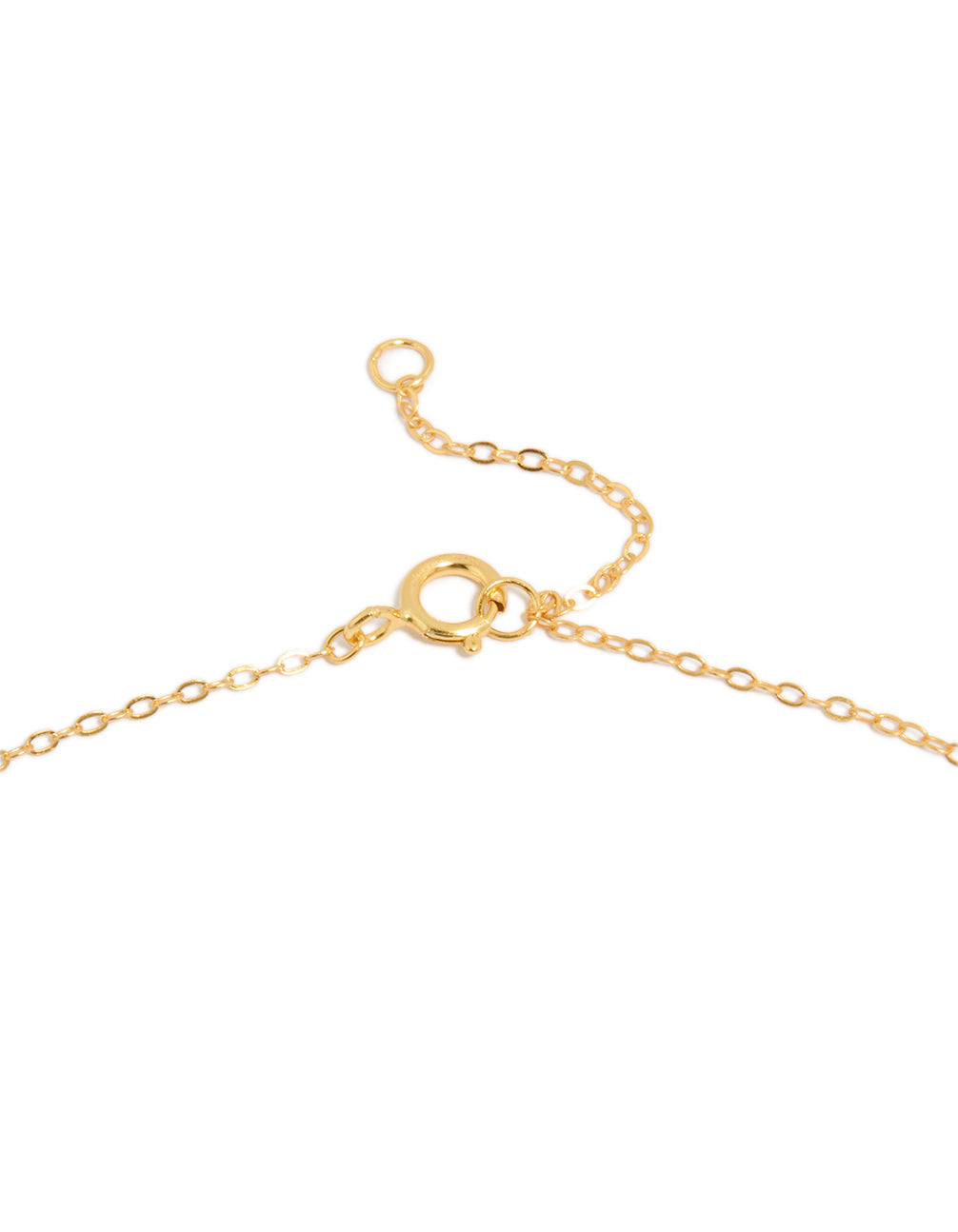 Crafted from gold plated sterling silver double heart cubic zirconia necklace clasp detail view