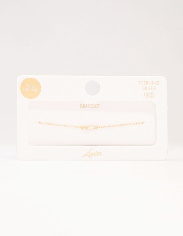 Gold Plated Sterling Silver Marquise Cubic Zirconia Bracelet