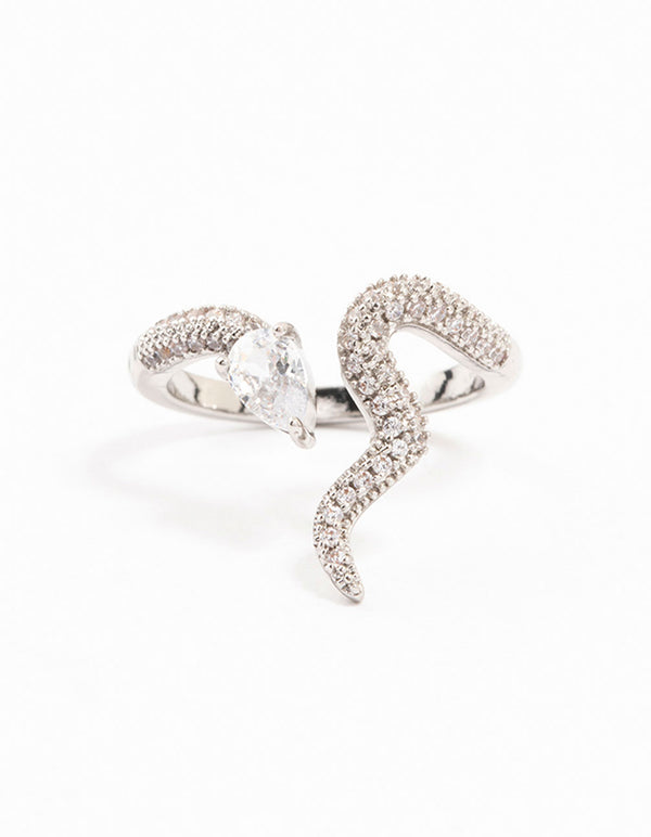 Silver Pave Cubic Zirconia Snake Ring