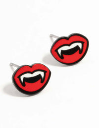 Vampire Mouth Coated Metal Stud Earrings - link has visual effect only