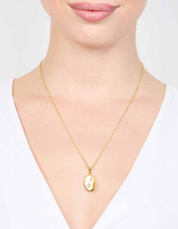 Waterproof Gold Plated Stainless Steel Crystal Star Pendant Necklace