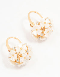 Gold Mini Flower Cluster Hoop Huggie Earrings - link has visual effect only