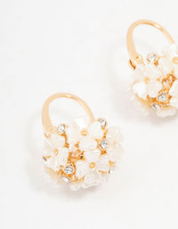 Gold Mini Flower Cluster Hoop Huggie Earrings - link has visual effect only