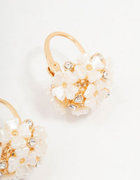Gold Mini Flower Cluster Hoop Huggie Earrings - link has visual effect only