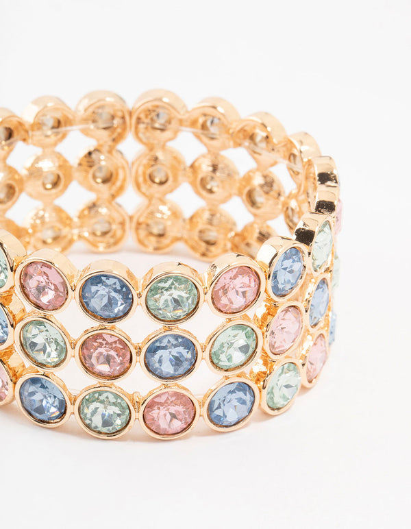 Layered Colourful Stones Stretch Bracelet