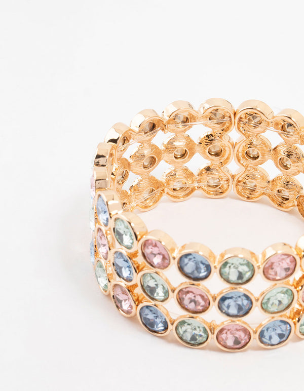 Layered Colourful Stones Stretch Bracelet