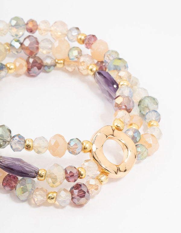 Faceted Bead Layered Stretch Bracelet