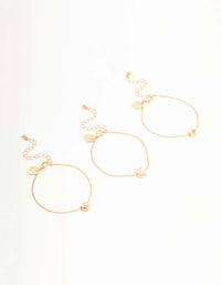 Gold Star & Moon & Heart Bracelets 3-Pack - link has visual effect only