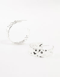 Silver Molten Large Thick Hoop Earrings - link has visual effect only