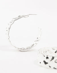 Silver Molten Large Thick Hoop Earrings - link has visual effect only