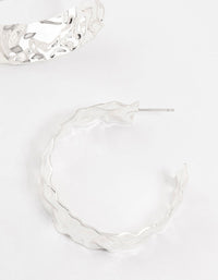 Silver Molten Large Thick Hoop Earrings - link has visual effect only