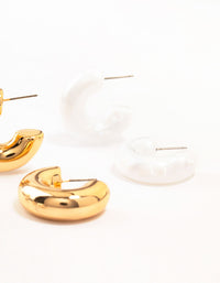 Mixed Metals Chubby Hoop Earrings 3-Pack - link has visual effect only