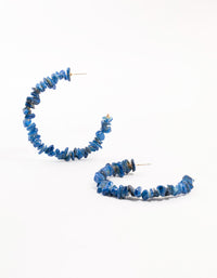 Blue Genuine Shell Large Hoop Earrings - link has visual effect only