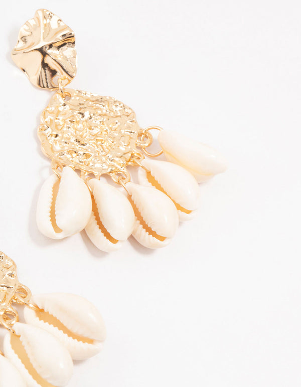 Gold Molten Genuine Shell Drop Earrings