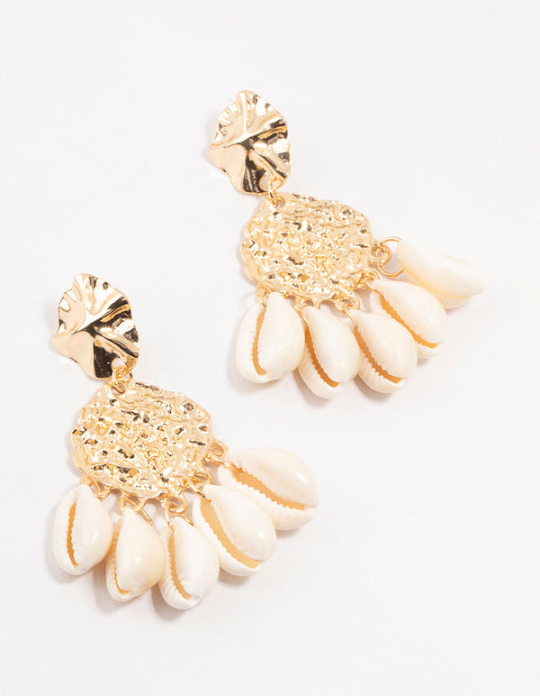 Gold Molten Genuine Shell Drop Earrings