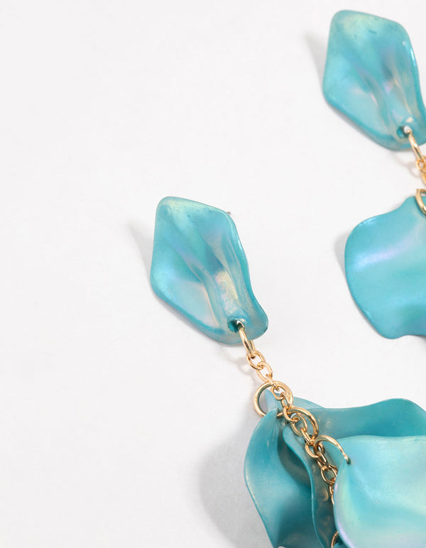 Light Blue Pearlised Petal Drop Earrings