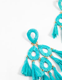 Blue Raffia Tassel Drop Earrings - link has visual effect only