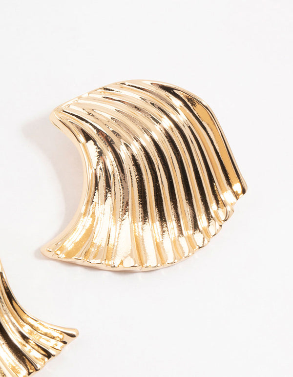 Gold Molten Wrapped Stud Earrings