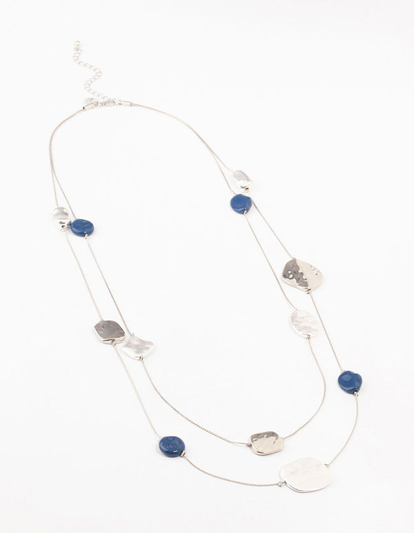 Silver Round Circle Layered Necklaced