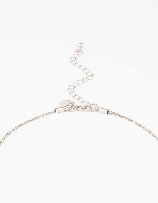 Silver Round Circle Layered Necklaced