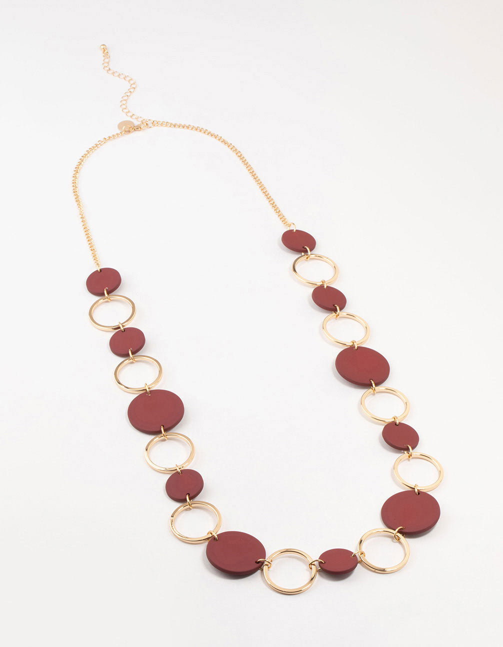 Gold & Red Matte Disc Necklace