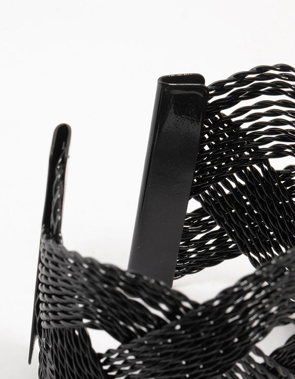 Black Coated Crossover Twisted Wrist Cuff