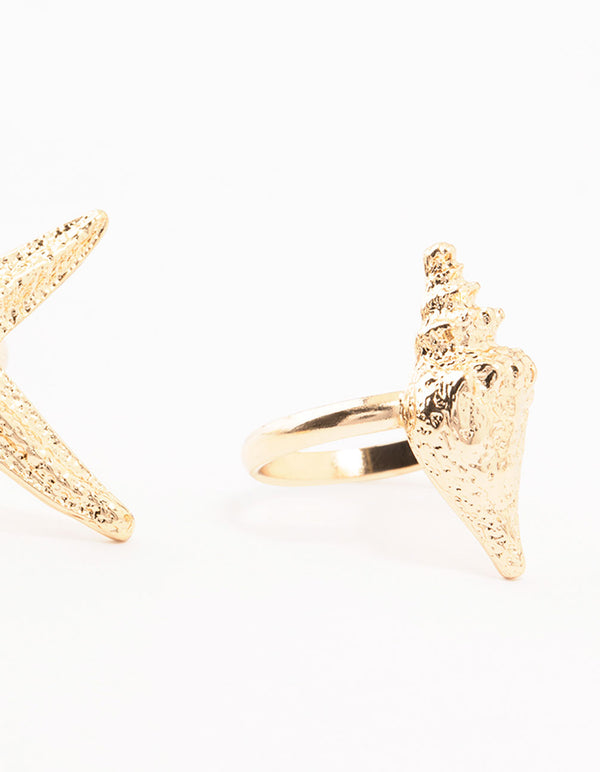 Gold Ocean Stacking Rings 3-Pack