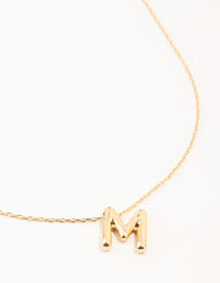 Gold Plated Bubble Letter M Necklace - link has visual effect only